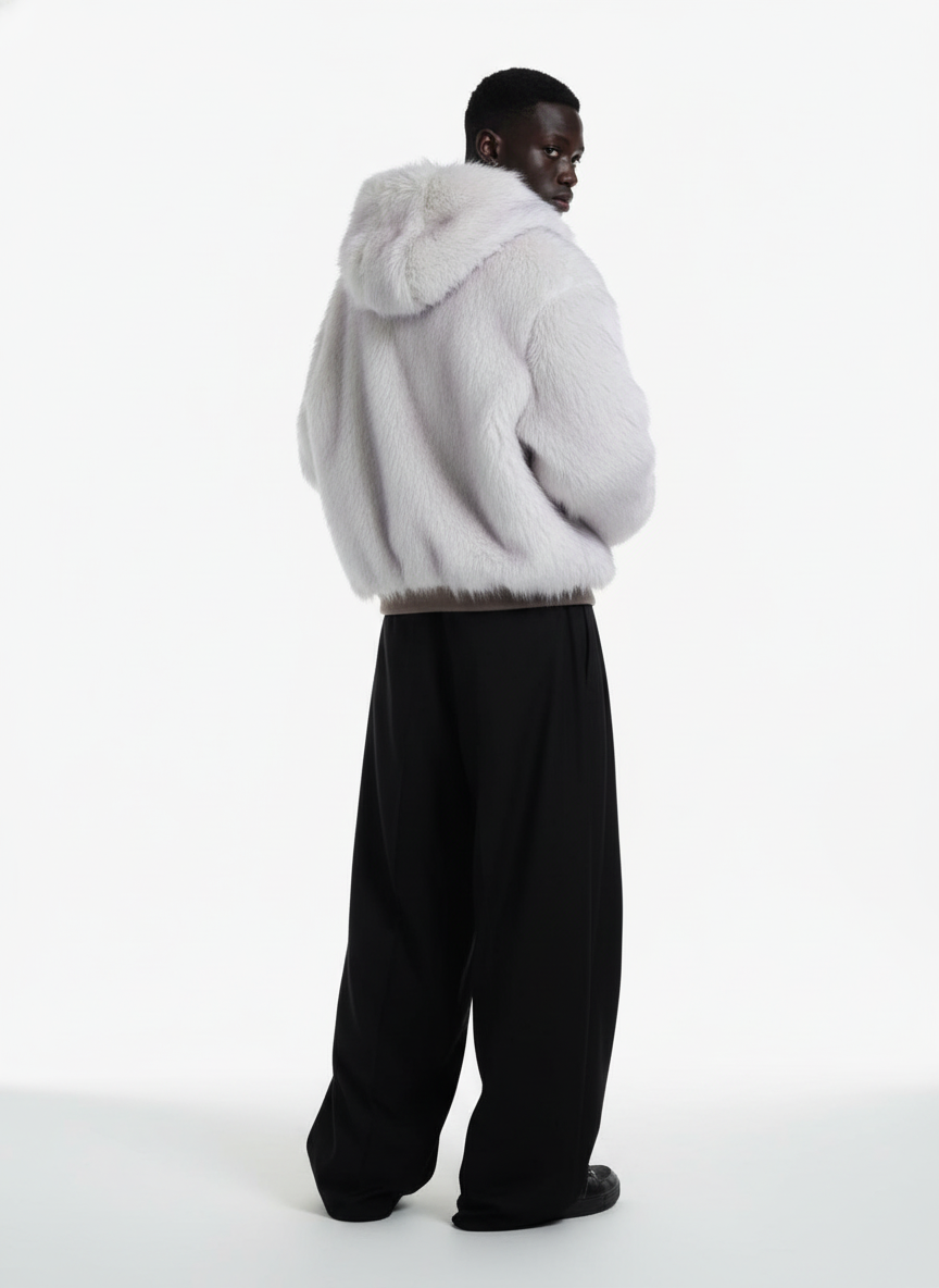 Oversized Reversible Fur Hooded Jacket - 2544-Fineriform