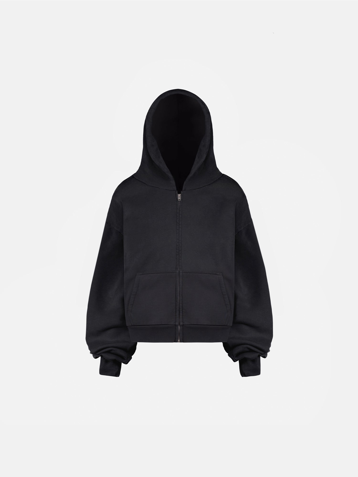 THE BLANC ZIP HOODIE - VINTAGE BLACK-Fineriform