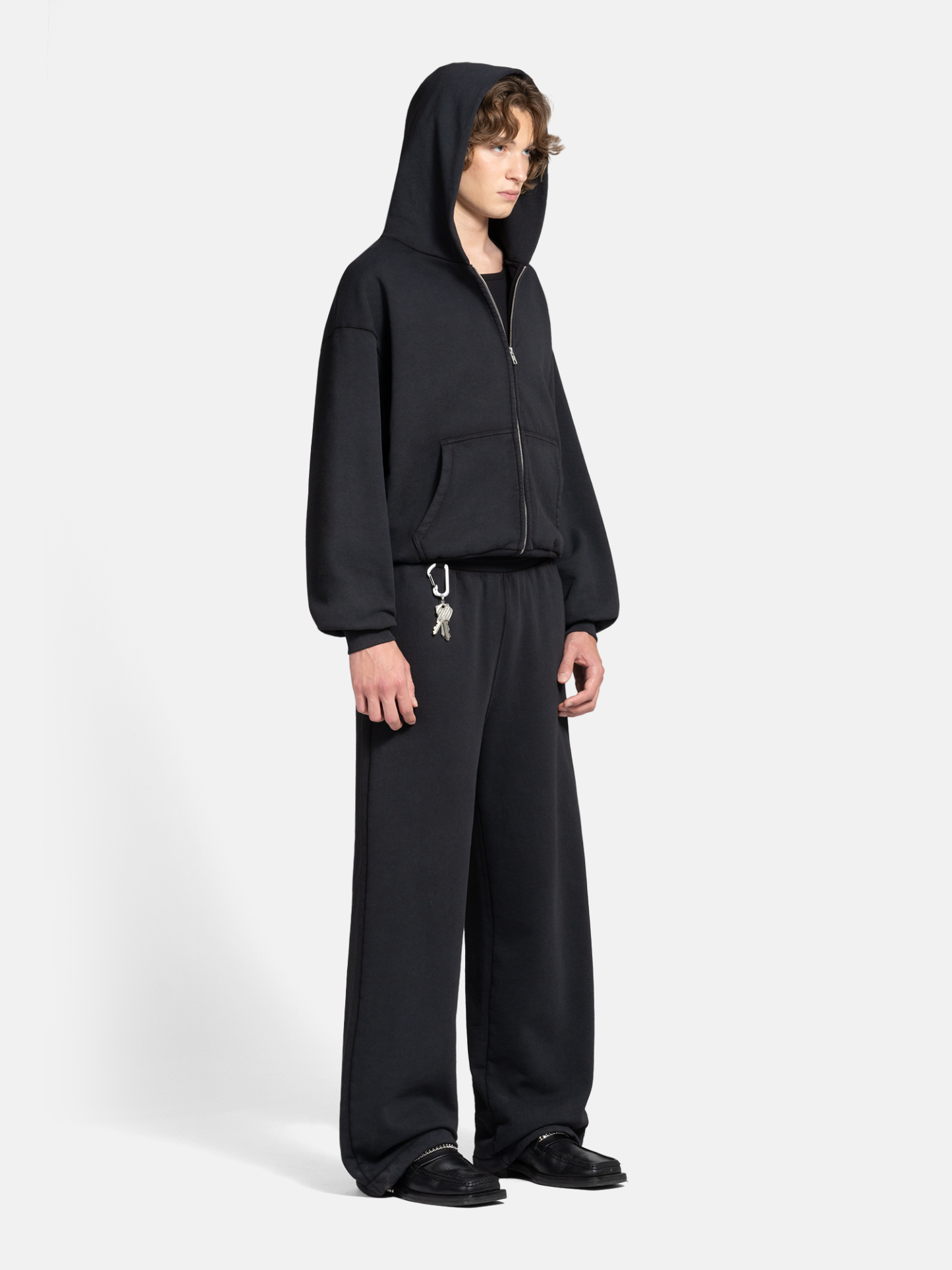 THE BLANC ZIP HOODIE - VINTAGE BLACK-Fineriform