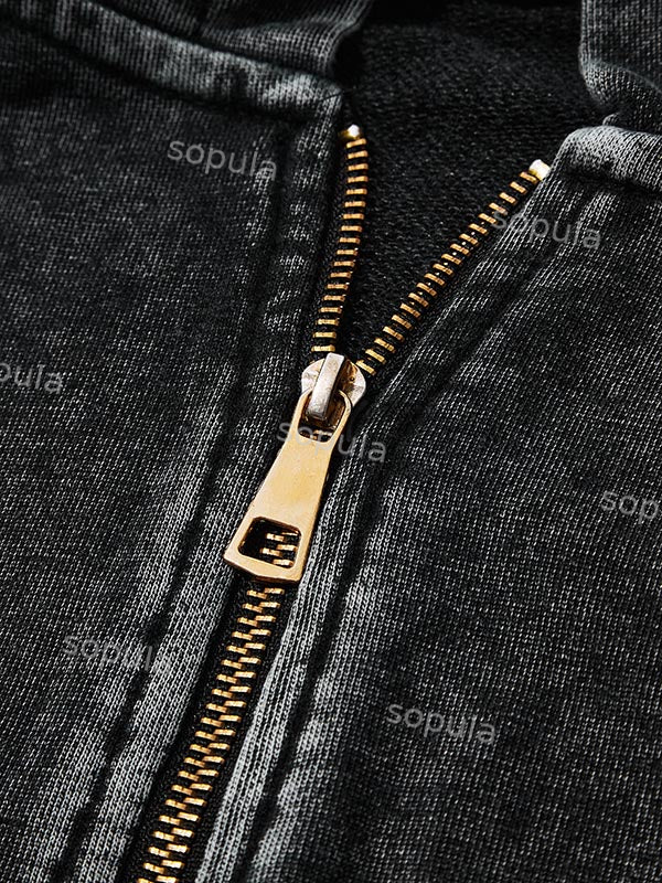 Sopula Vintage Warzone Peace Club Graphic Washed Zip-Up Hoodie-Fineriform
