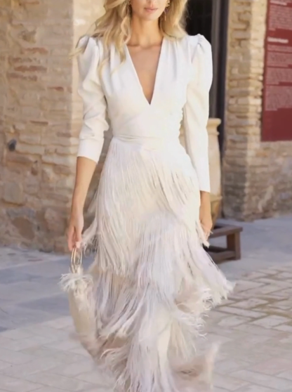 White tassel dress