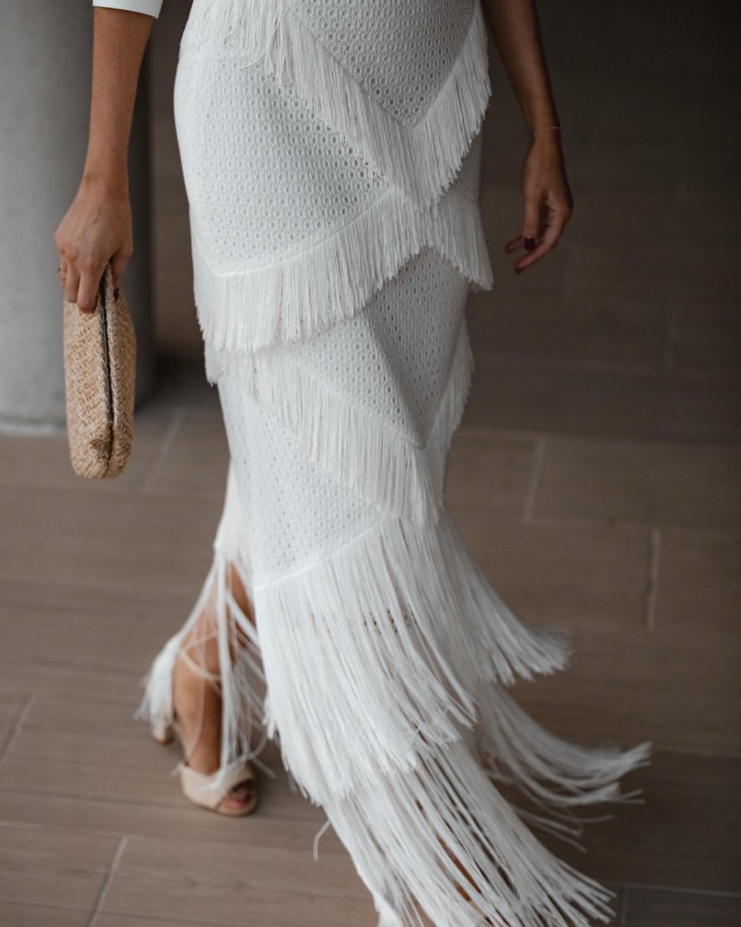 Satin Tassel Knit Skirt Set