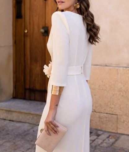 Petunia Beige Midi Dress