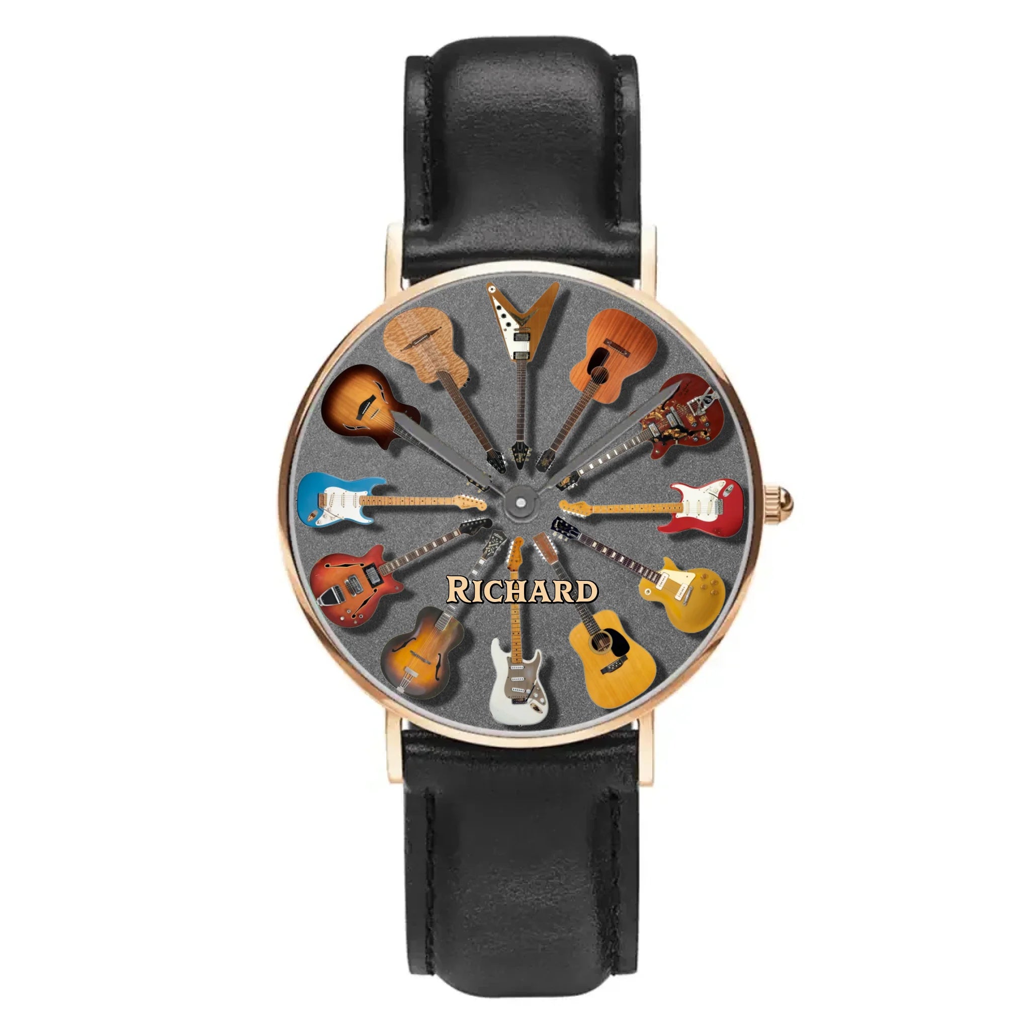 Personalized Rock Around the Clock Guitar Watch for Music Lovers