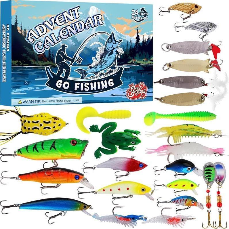 🎣 Advent Calendar 2025 Fishing Lure - 24 Days Christmas Countdown Fish Tackle Set