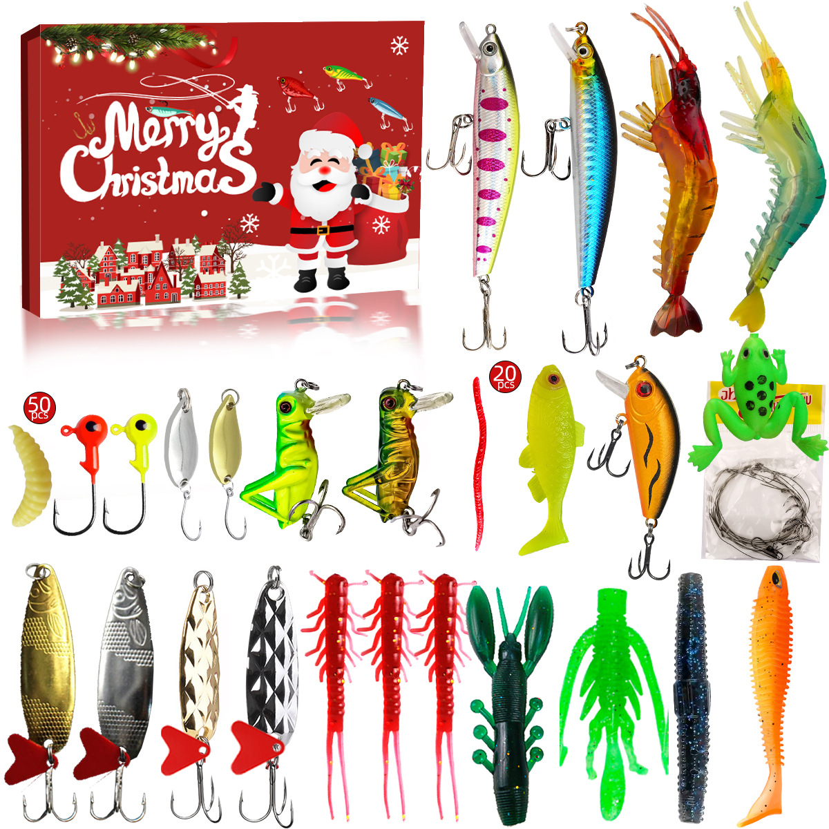 š£ Advent Calendar 2025 Fishing Lure - 24 Days Christmas Countdown Fish Tackle Set