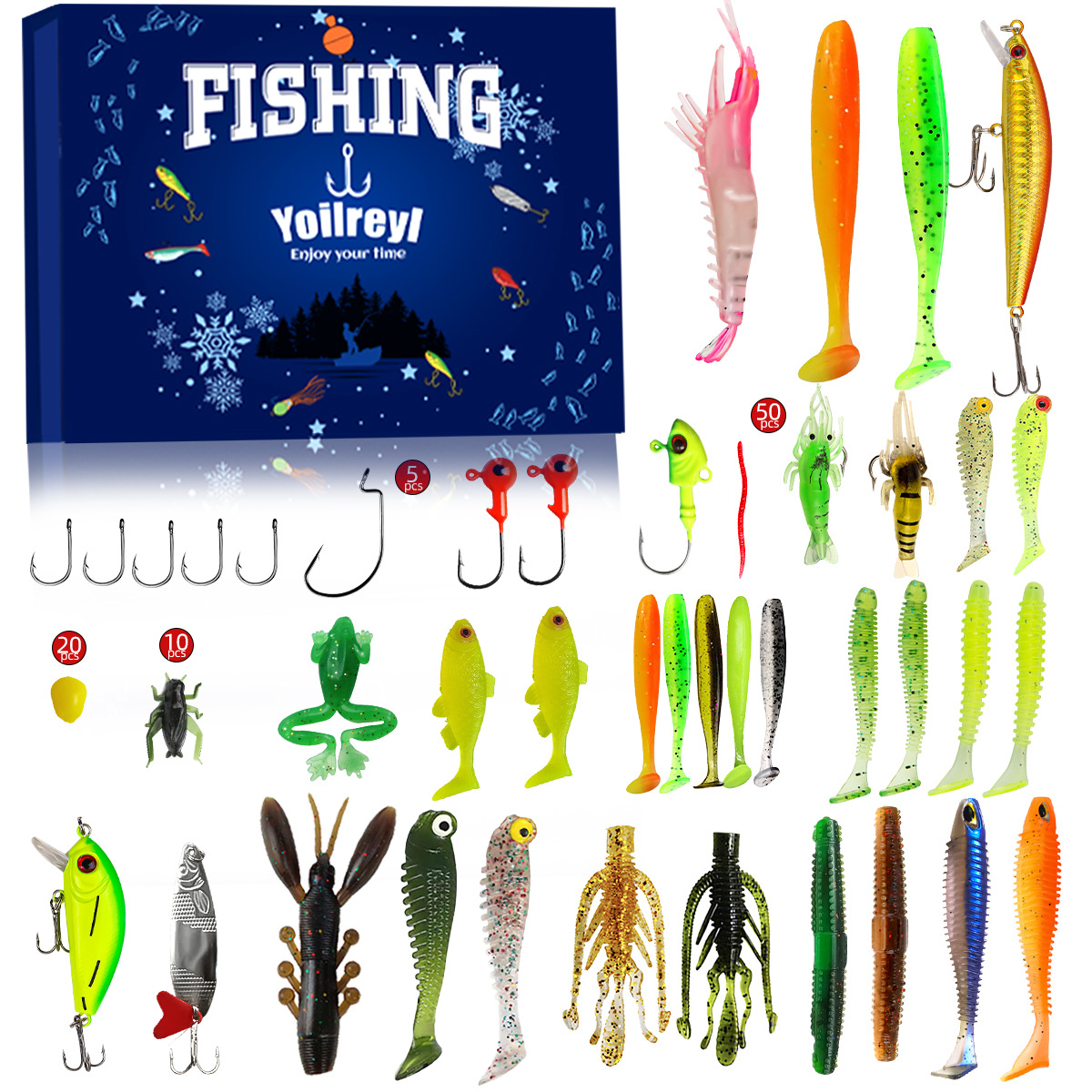 š£ Advent Calendar 2025 Fishing Lure - 24 Days Christmas Countdown Fish Tackle Set