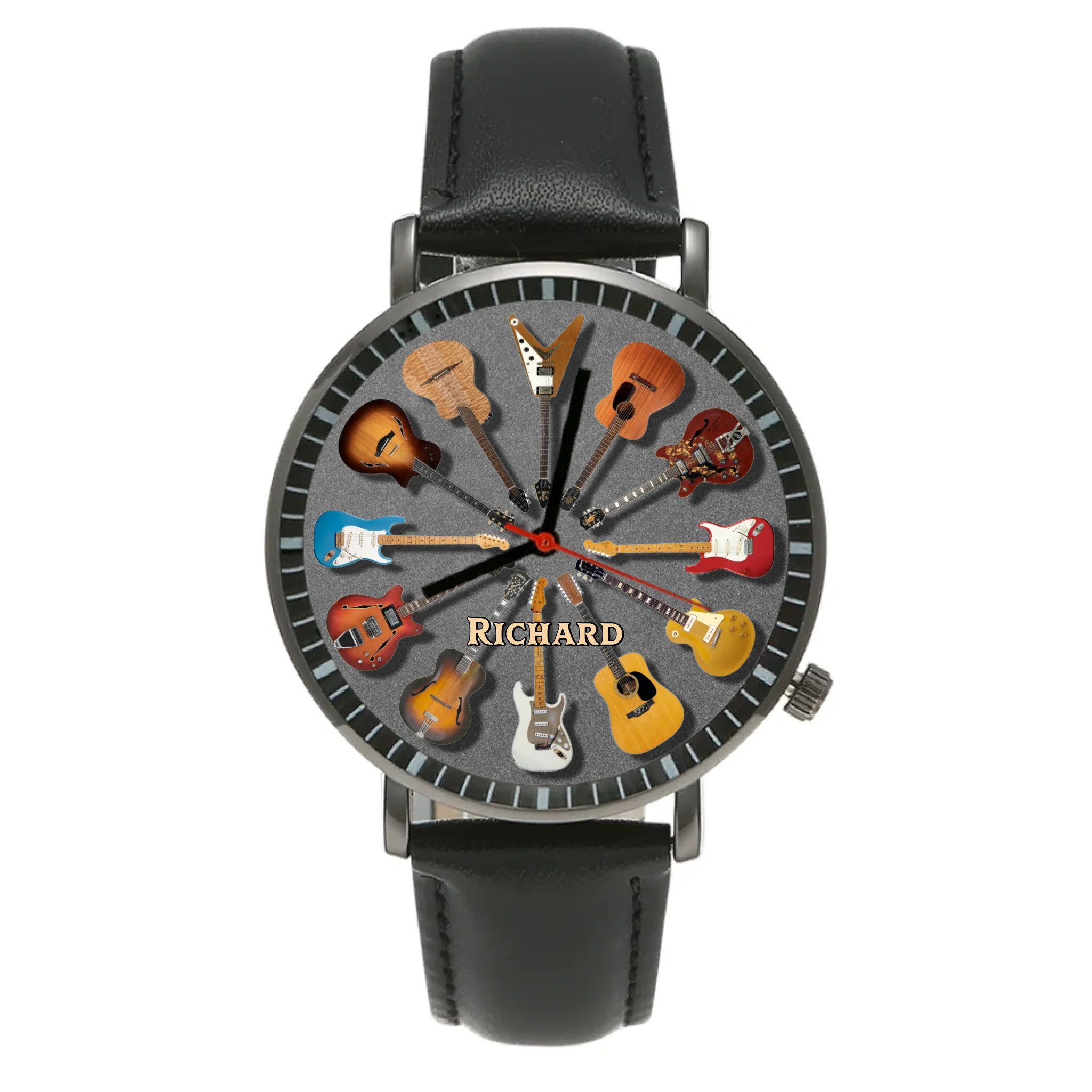 Personalized Rock Around the Clock Guitar Watch for Music Lovers