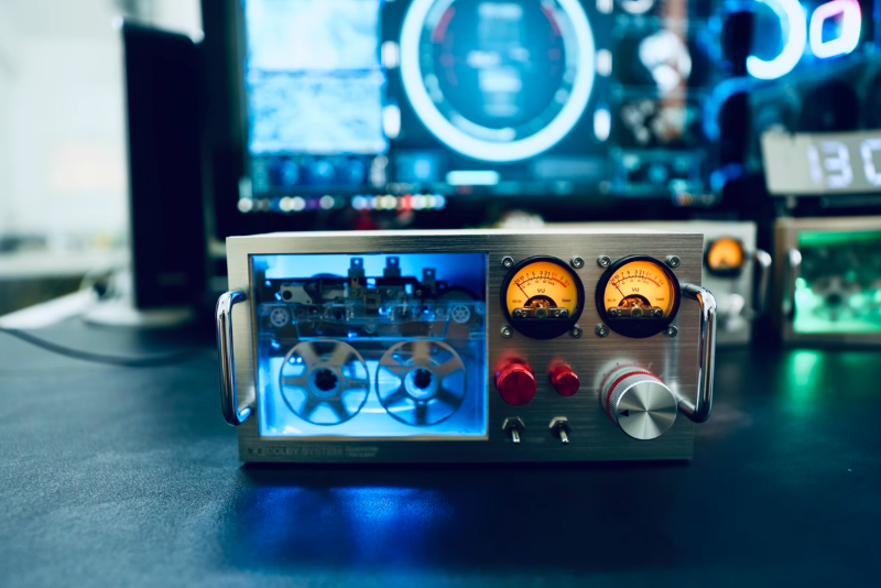 Desktop atmosphere pickup light, nostalgic home cassette player amplifier UV meter, computer atmosphere light