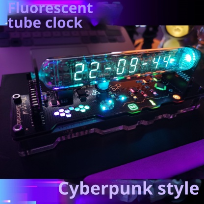 Cyberpunk style, creative technology clock ornaments, desktop fluorescent tubes