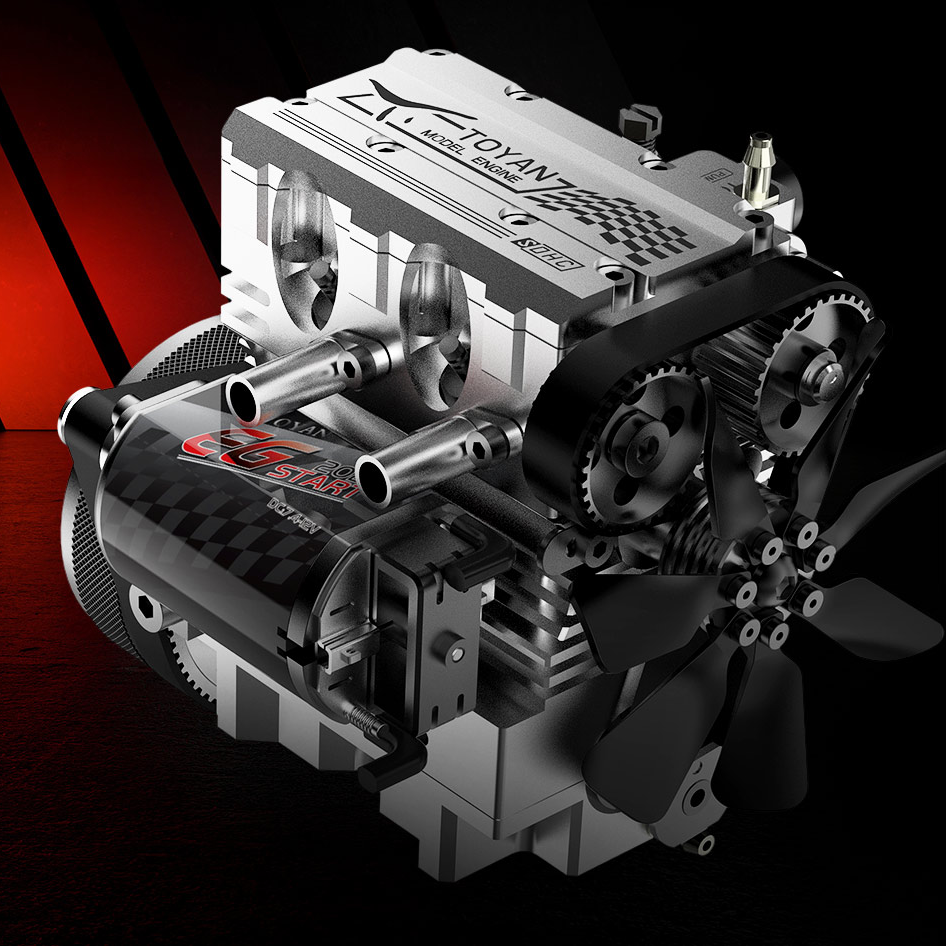 Methanol fuel, dual cylinder four stroke transparent oil tank, engine assembly model