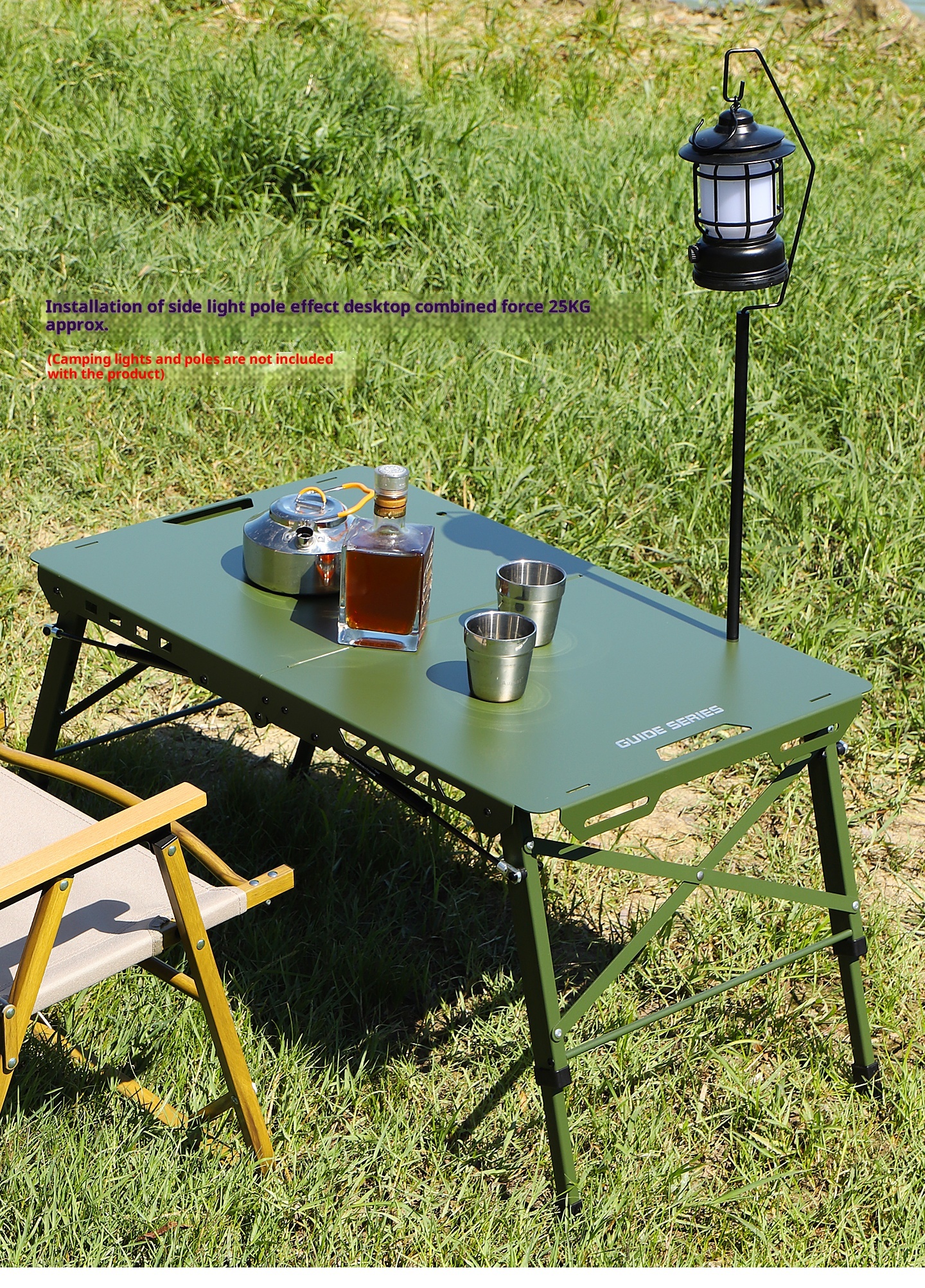 Outdoor camping table height adjustable, aluminum alloy automatic opening tactical folding table