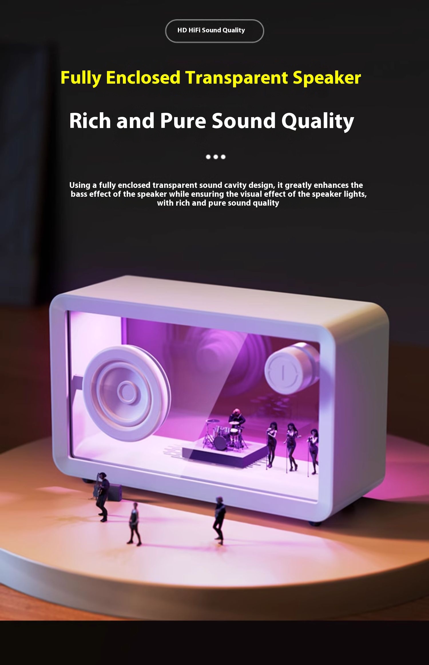 High end wireless transparent Bluetooth speaker, desktop subwoofer desktop ornament gift