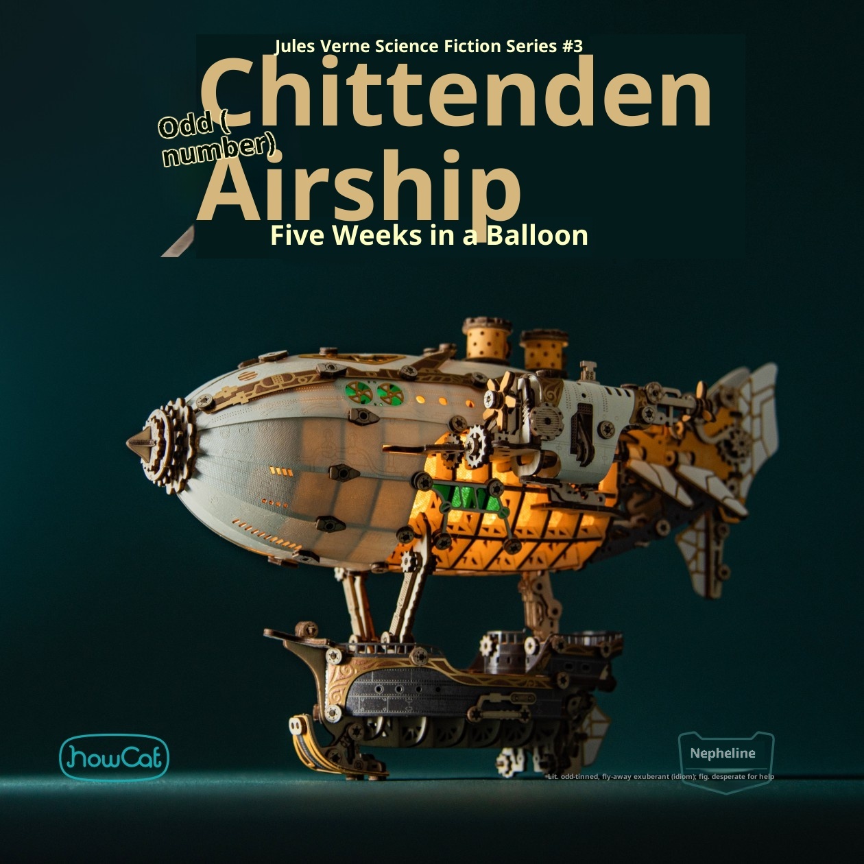 Fantasy airship 3D puzzle, wooden assembled model, birthday gift