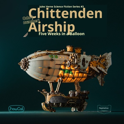 Fantasy airship 3D puzzle, wooden assembled model, birthday gift