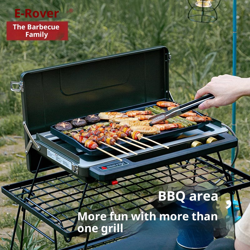 Outdoor split gas stove, camping cookware, barbecue grill, portable gas stove