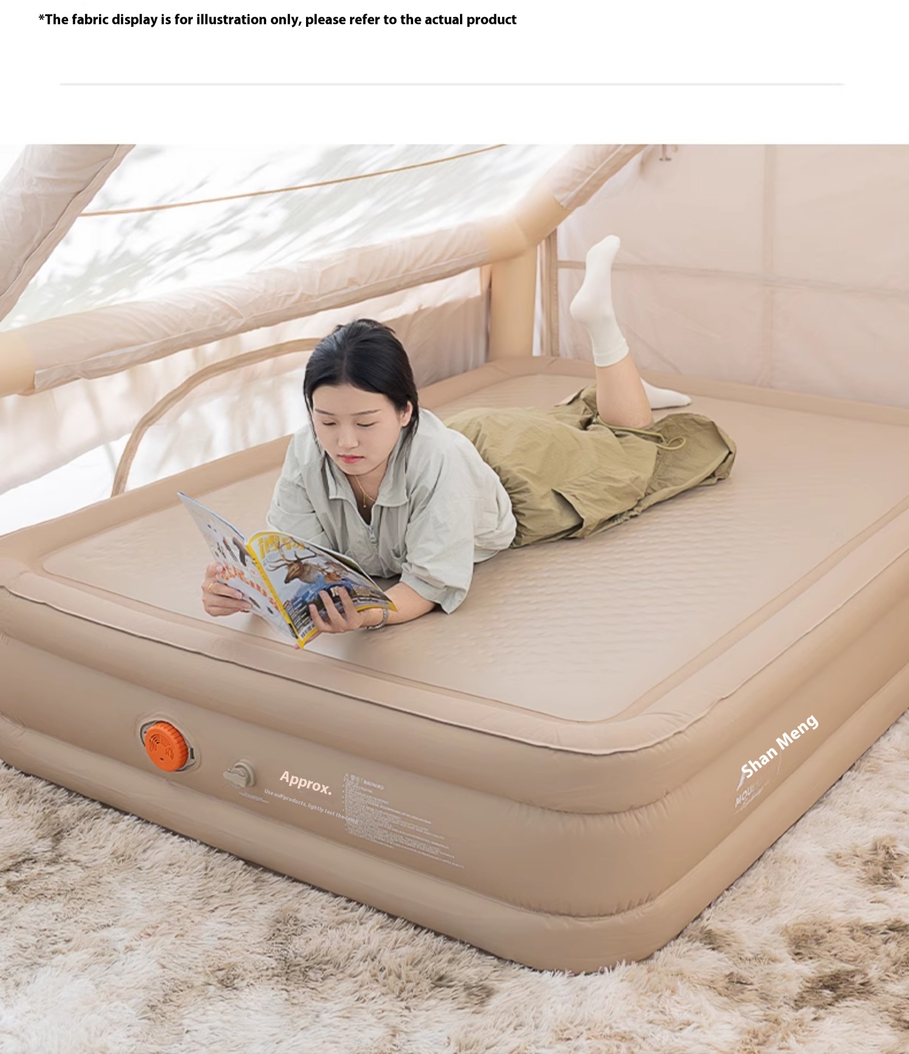 Elastic silk cloud bed, brushed automatic inflatable mattress, tent, outdoor camping sleeping mat, home air cushion bed