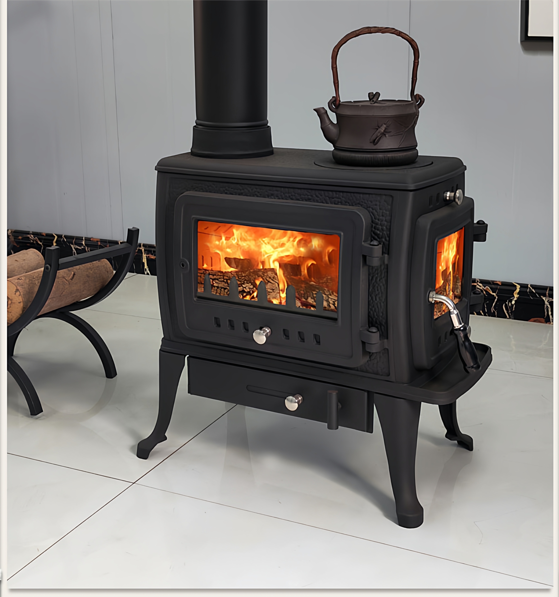 Household wood fireplace, indoor cast iron wood stove