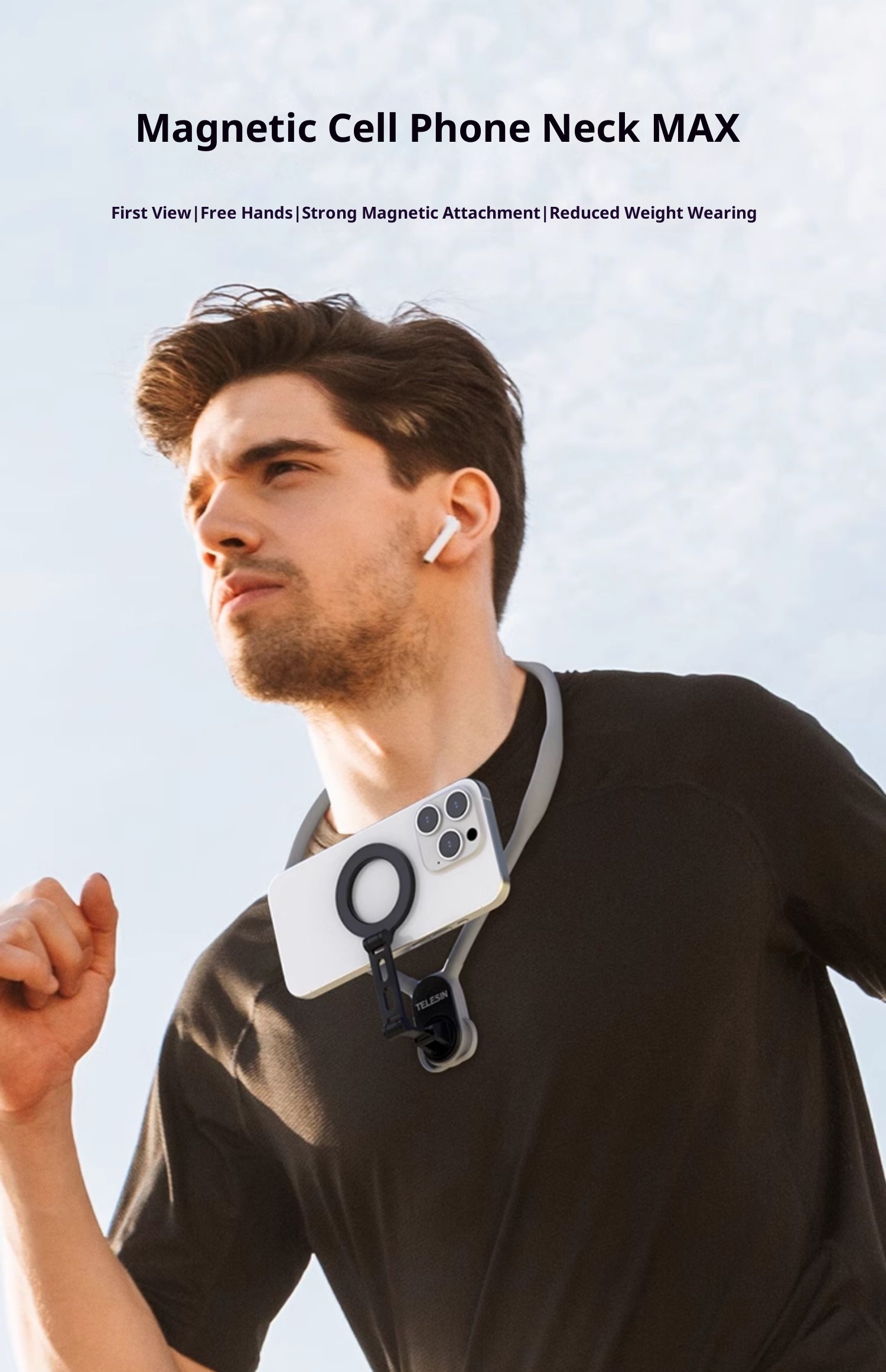 Mobile phone magnetic neck holder, chest mounted anti shake live streaming holder for shooting, VLOG cycling holder