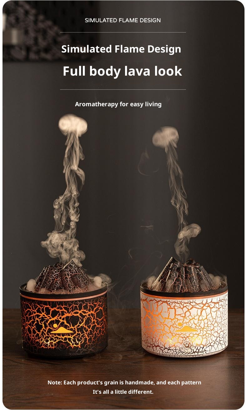 Creative lava charcoal aromatherapy machine, simulated smoke ring flame humidifier