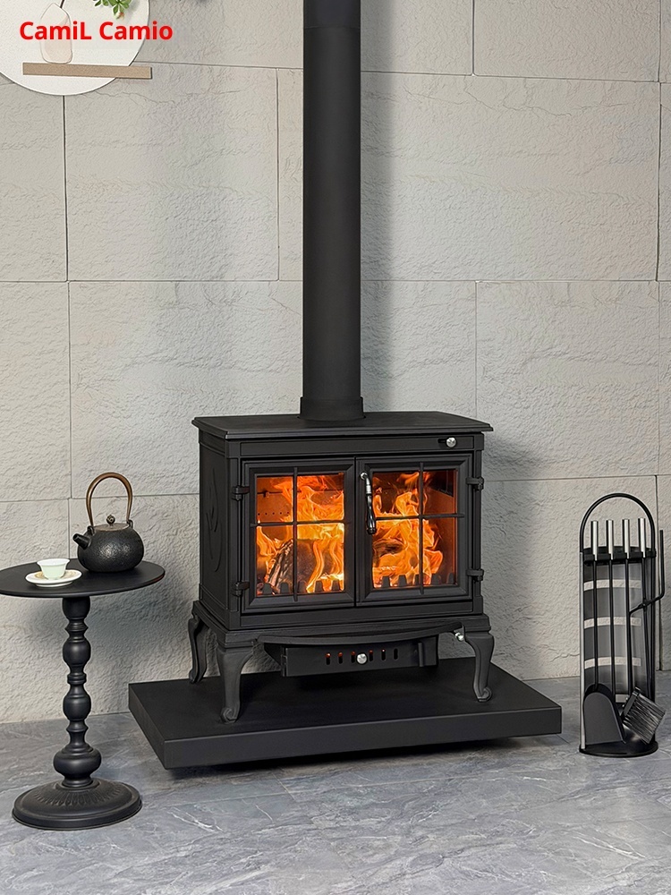 Firewood independent cast iron fireplace
