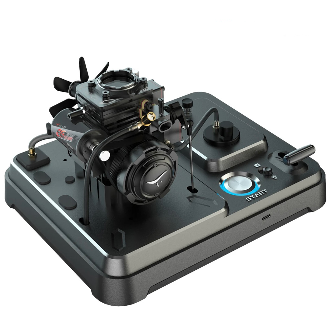 Methanol fuel, dual cylinder four stroke transparent oil tank, engine assembly model