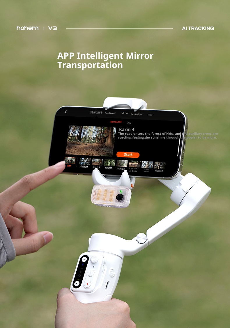 Mobile gimbal, three-axis anti shake stabilizer, handheld travel selfie vlog intelligent follow-up gimbal