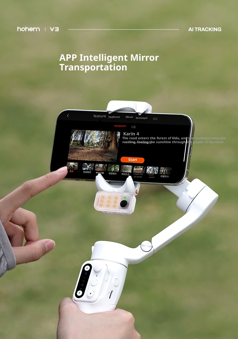 Mobile gimbal, three-axis anti shake stabilizer, handheld travel selfie vlog intelligent follow-up gimbal