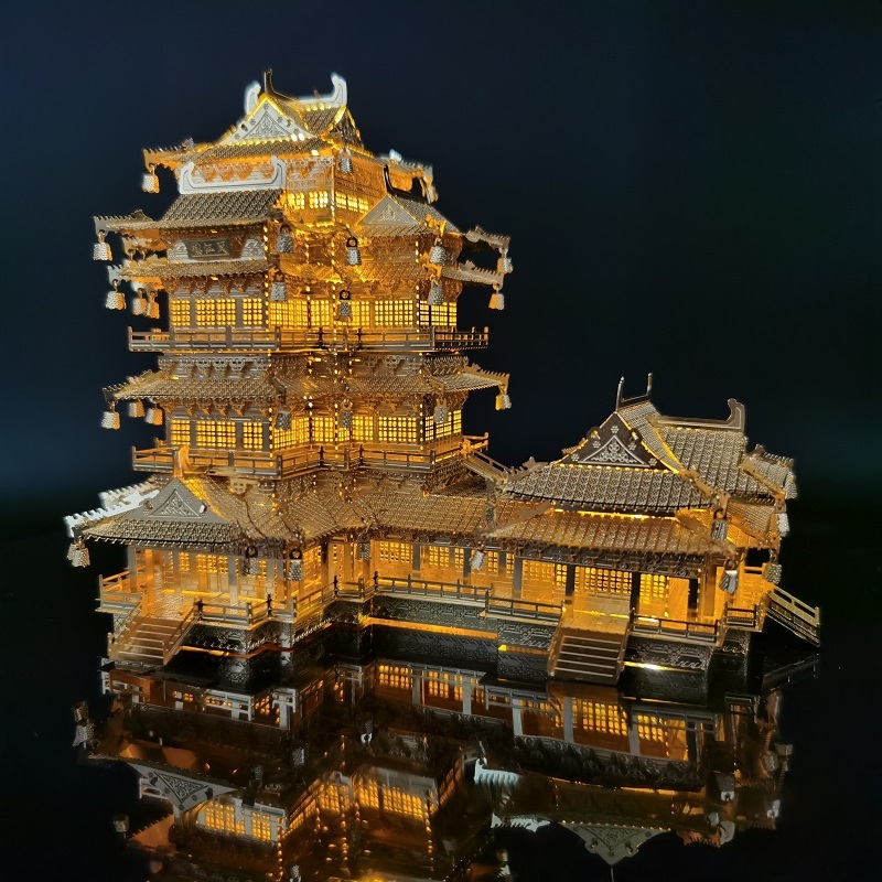 Chinese ancient architecture 3D metal puzzle, extremely difficult, adult gift