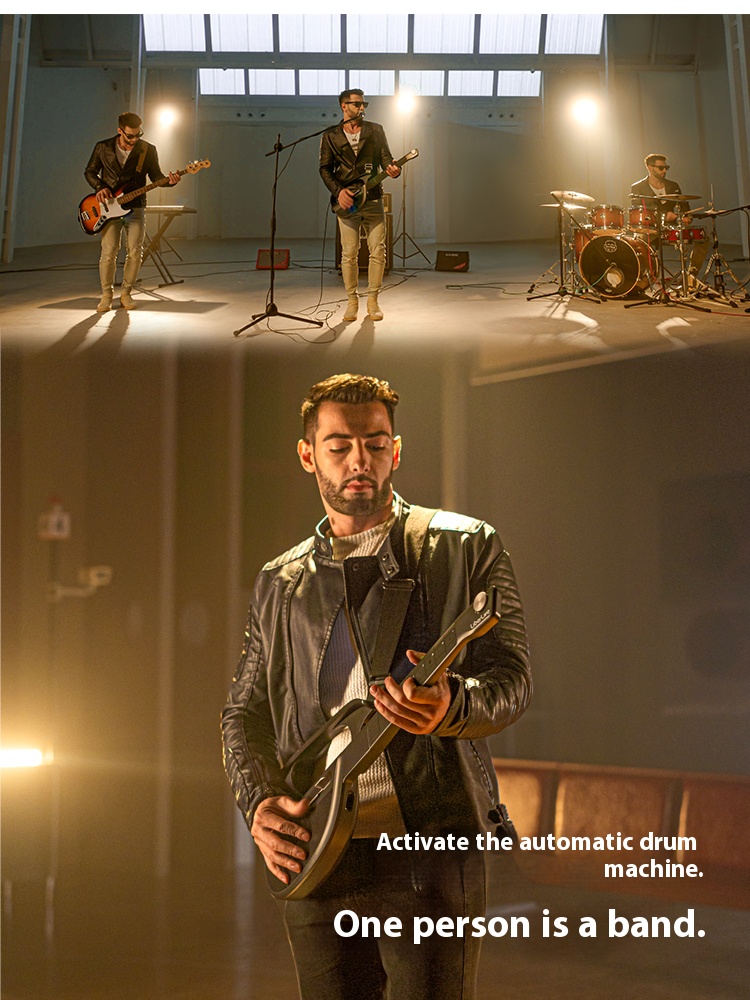 Unstringed electric guitar, integrated with intelligent accompaniment and automatic blocking and singing