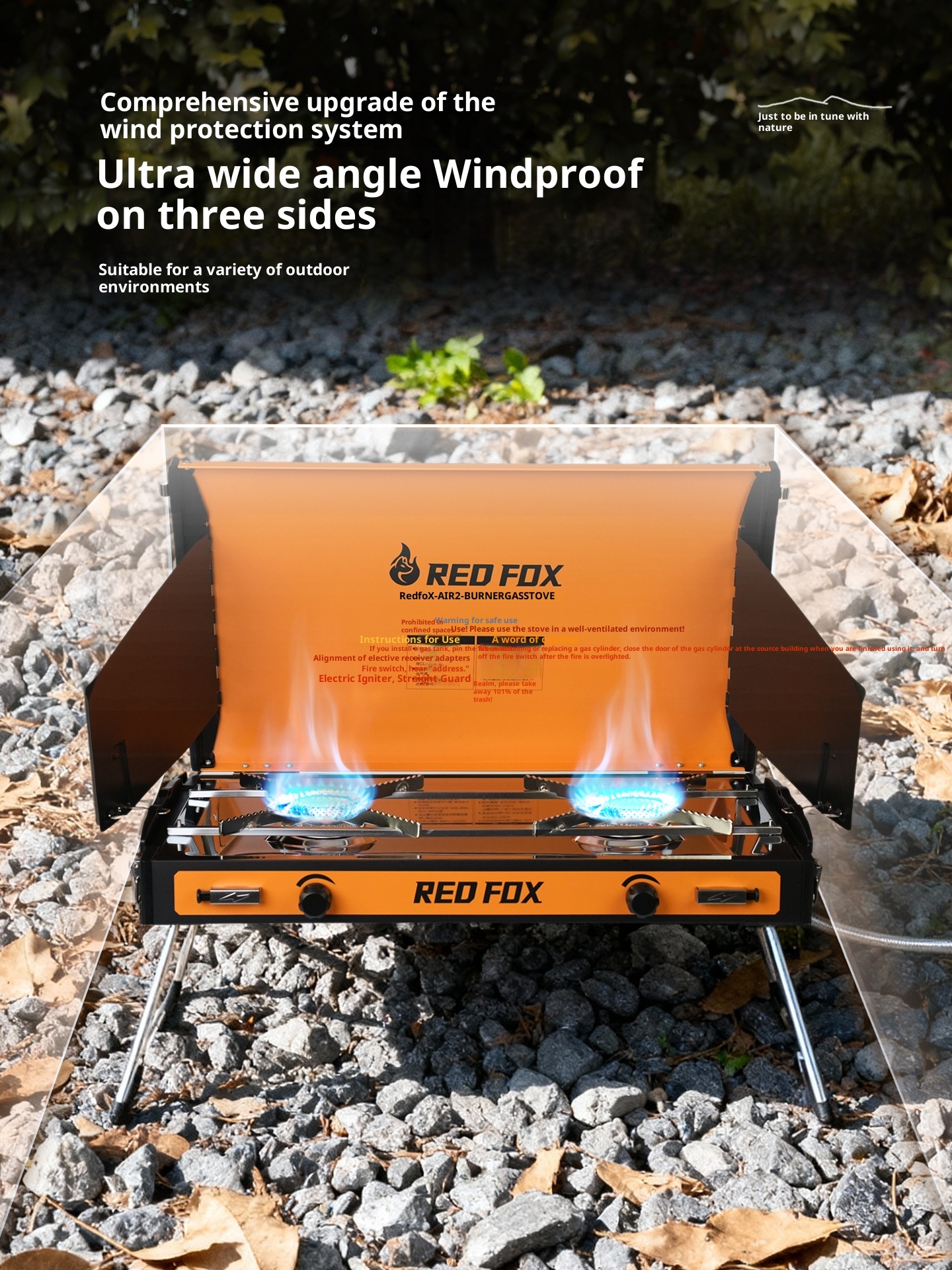 Outdoor camping, picnicking, barbecue, portable split gas stove, dual head card stove