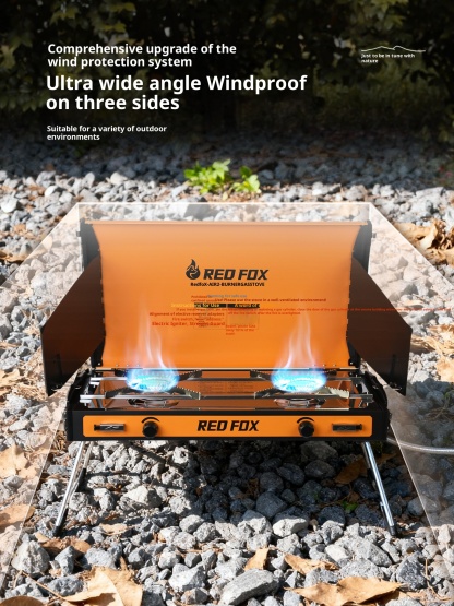 Outdoor camping, picnicking, barbecue, portable split gas stove, dual head card stove