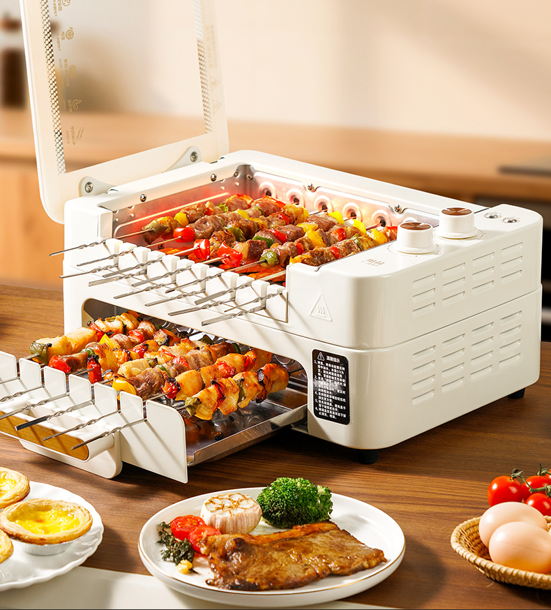 Fully automatic rotary frying and baking machine, household smoke-free electric oven
