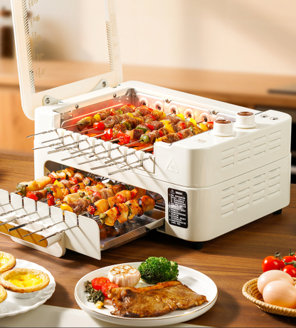 Fully automatic rotary frying and baking machine, household smoke-free electric oven