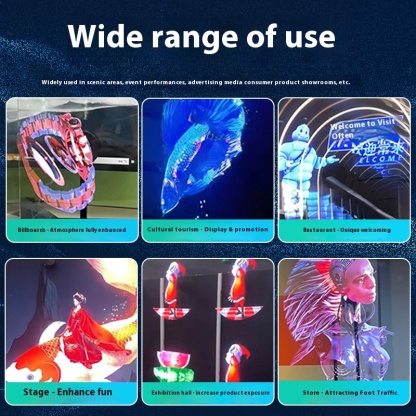 Naked eye 3D holographic projector aerial imaging rotating LED display screen