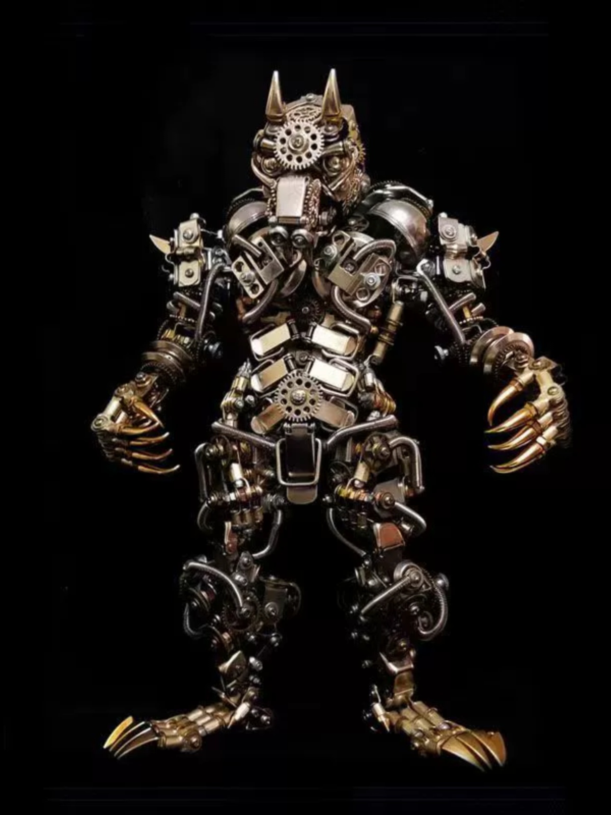 Hell level mechanical werewolf, handmade 3D metal assembly model