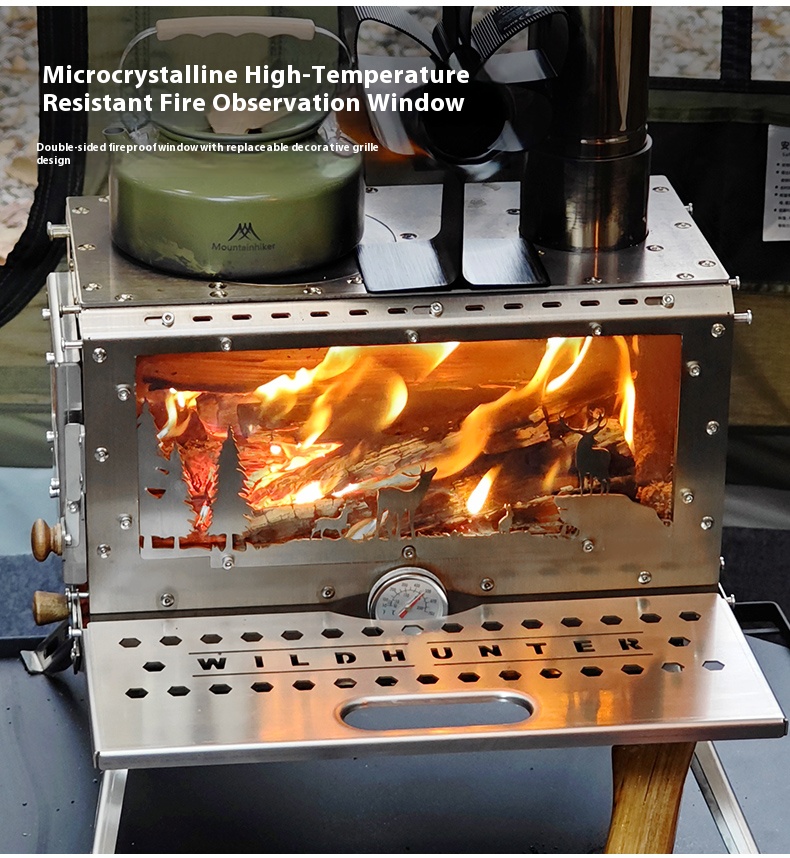 Wilderness Hunter Outdoor Camping Firewood Stove, Tent Stove, 304 Stainless Steel Folding Oven