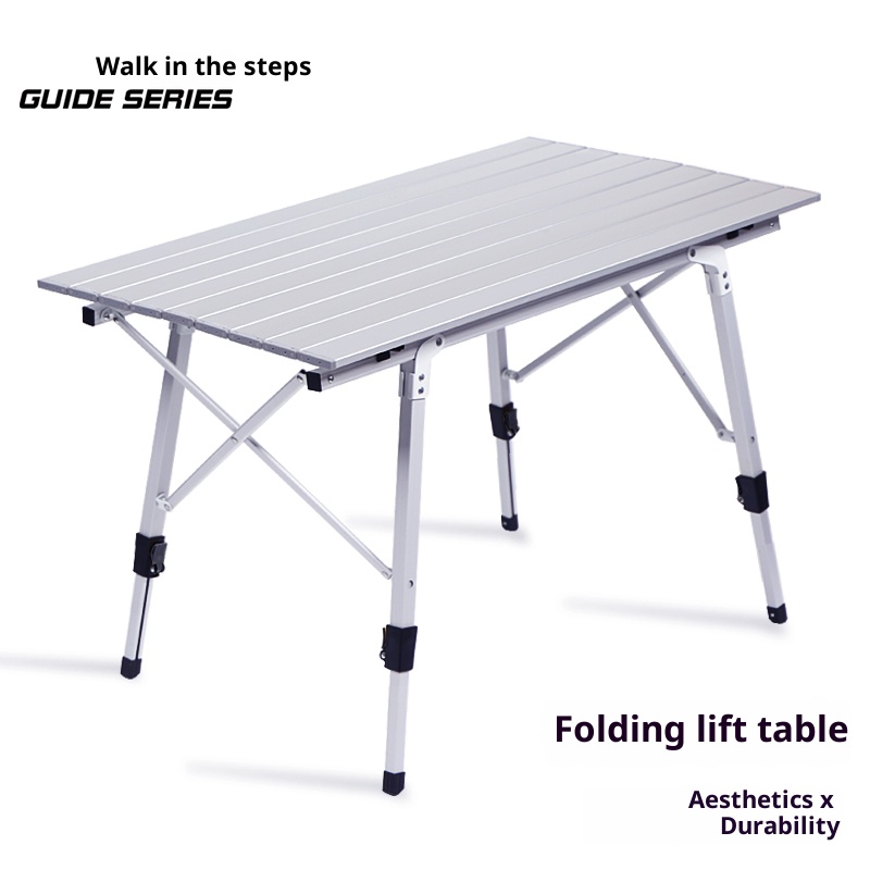Outdoor aluminum alloy picnic table, foldable portable camping ultra light, adjustable table