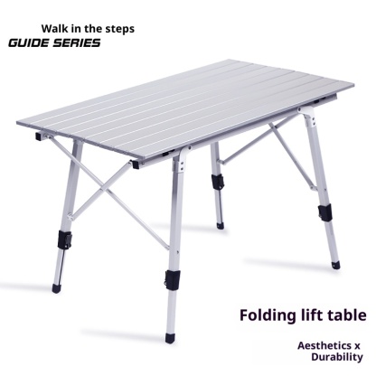 Outdoor aluminum alloy picnic table, foldable portable camping ultra light, adjustable table