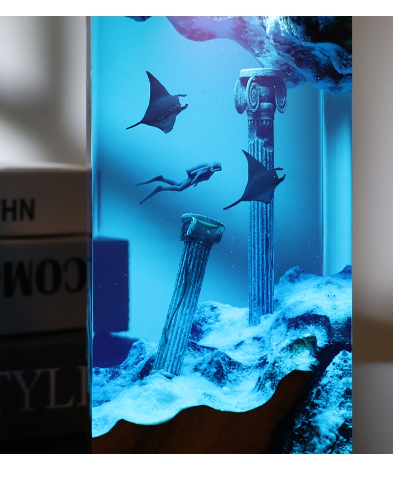 Simulated ocean 3D resin art ornament lamp