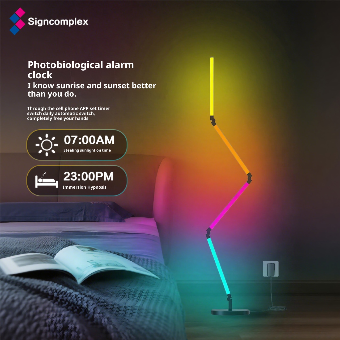 RGB pickup ambient light, live room standing floor lamp, music rhythm voice controlled rhythm light