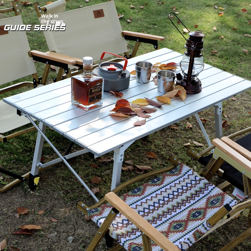 Outdoor aluminum alloy picnic table, foldable portable camping ultra light, adjustable table