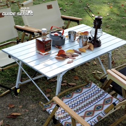 Outdoor aluminum alloy picnic table, foldable portable camping ultra light, adjustable table