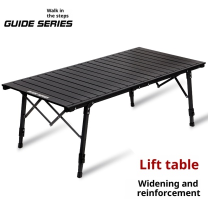 Outdoor folding table, adjustable table for picnicking, camping table