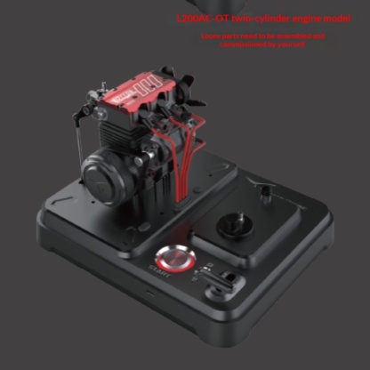 All metal twin cylinder engine, methanol fuel assembled micro engine model