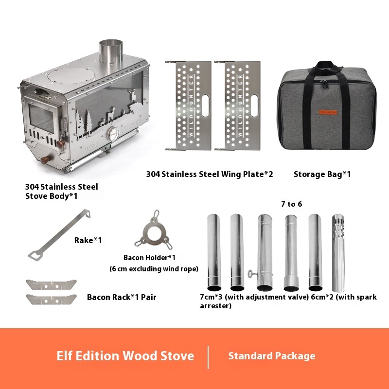 Wilderness Hunter Outdoor Camping Firewood Stove, Tent Stove, 304 Stainless Steel Folding Oven