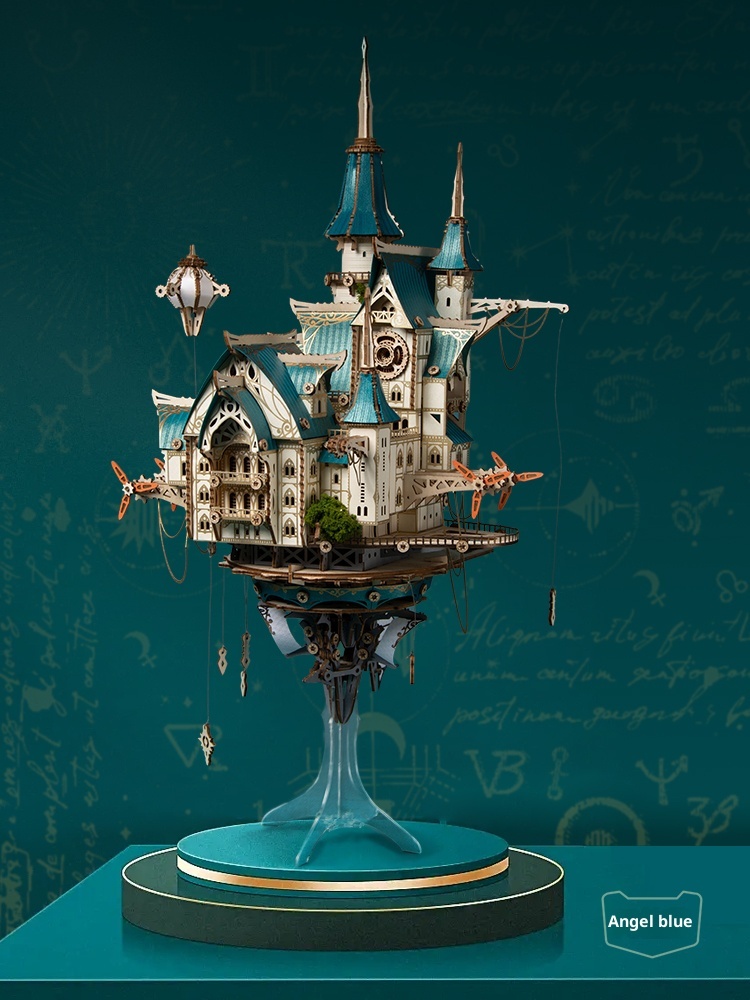 Fantasy Steam City Handmade DIY Sky Cabin, 3D Assembled Building Block Model Adult Version