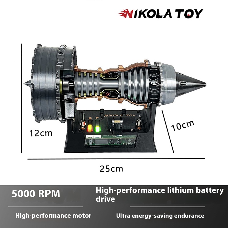 Aircraft turbofan engine model, violent brushless motor forward and backward thrust operation