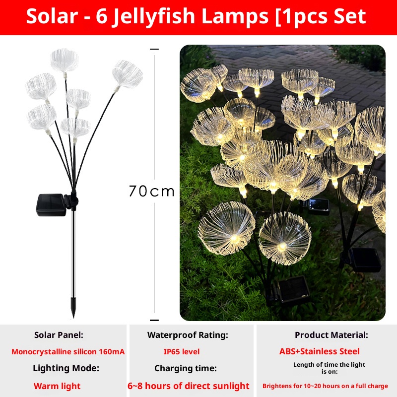 Solar fiber optic jellyfish lamp, outdoor waterproof decorative plug-in lamp