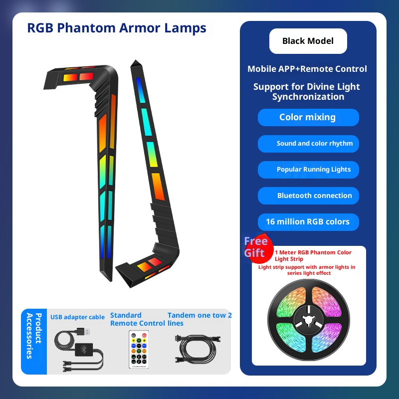 Computer room RGB ambient light, iridescent chasing LED voice controlled music rhythm light